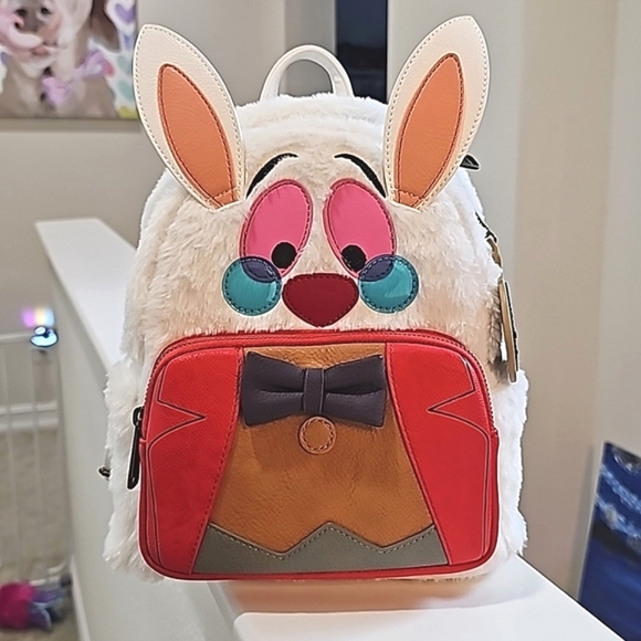 NWT Loungefly Disney Alice in Wonderland White Rabbit Mini Backpack - Picture 4 of 8